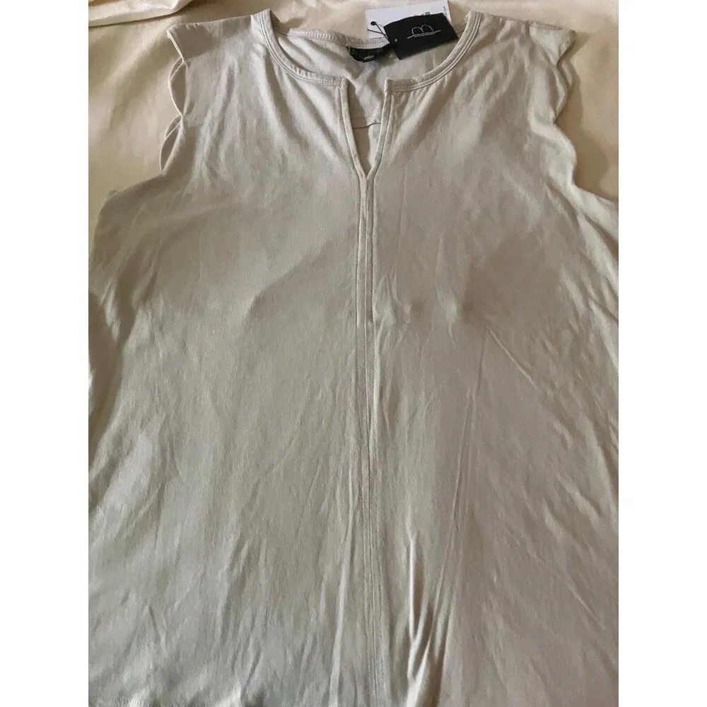 Bobeau Collection 100% Cotton Beige Blouse Top Sleeveless Size M - Picture 3 of 14